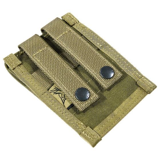 Portacargador doble de cartuchos de 9 mm Flyye con sistema MOLLE en caqui