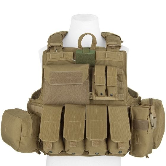 Flyye Chaleco con múltiples bolsillos Force Recon ver. Mar en caqui