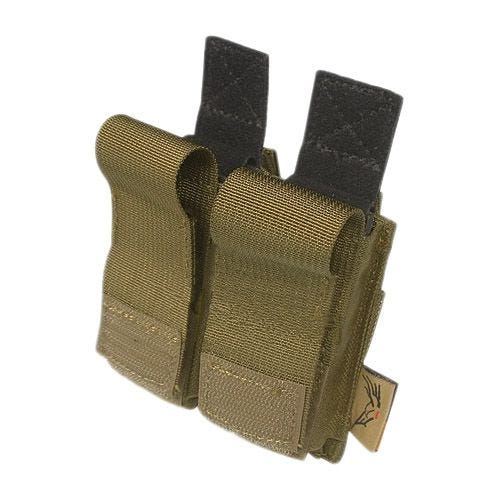 Portacargador doble de cartuchos Flyye .45 Pistol con sistema MOLLE en Coyote Brown