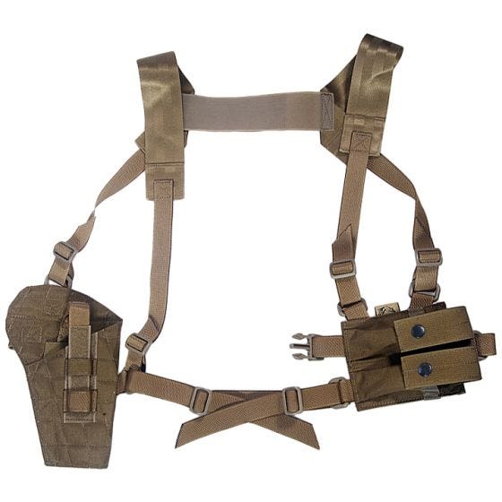 Funda de pistola para hombro Flyye con panel MOLLE en Coyote Brown