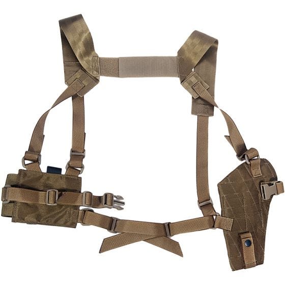 Funda de pistola para hombro Flyye con panel MOLLE en Coyote Brown