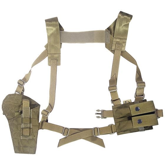 Funda de pistola para hombro Flyye con panel MOLLE en caqui