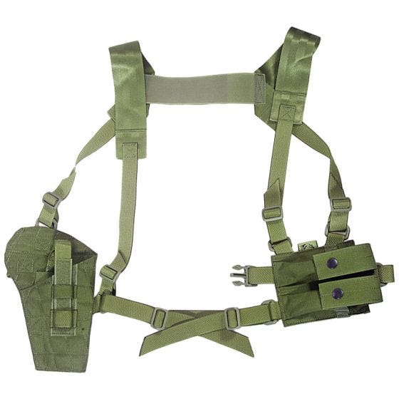 Funda de pistola para hombro Flyye con panel MOLLE en Olive Drab