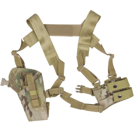 Funda de pistola para hombro Flyye con panel MOLLE en MultiCam