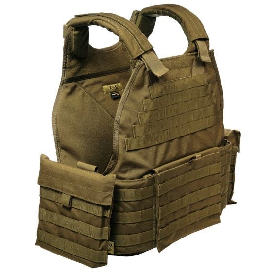 Chaleco protector Flyye SPC con sistema MOLLE en Coyote Brown