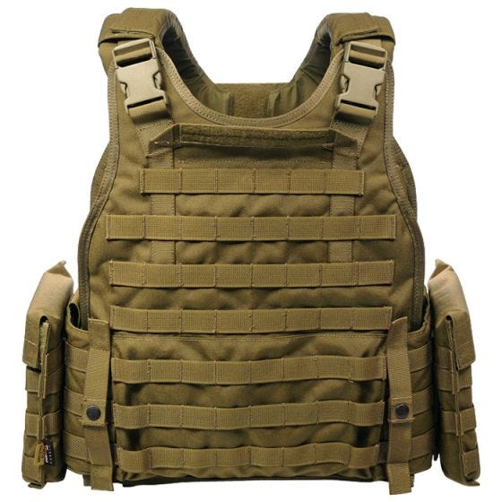 Chaleco protector Flyye SPC con sistema MOLLE en Coyote Brown