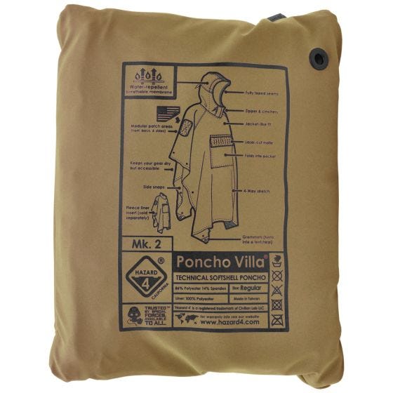 Poncho ligero y transpirable Hazard 4 Poncho Villa de tejido técnico en Coyote