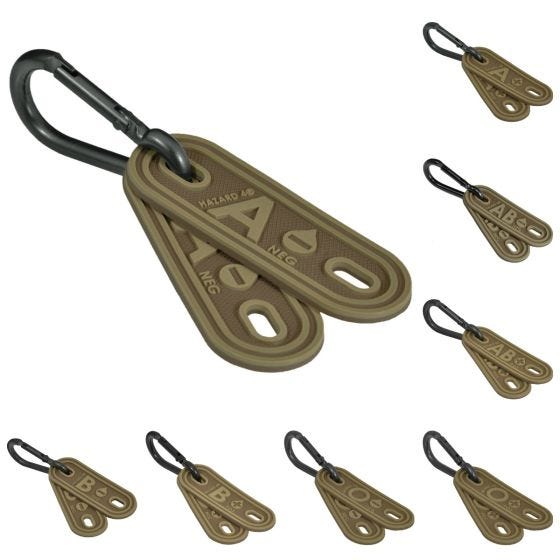 Set de 2 marcadores del grupo sanguíneo Hazard 4 en Coyote