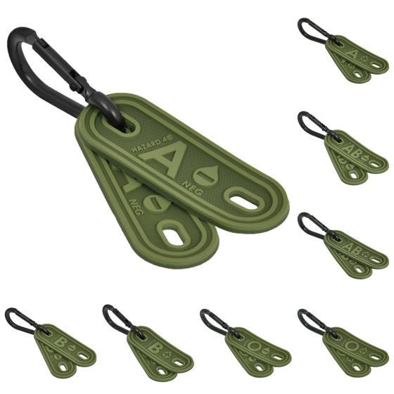 Set de 2 marcadores del grupo sanguíneo Hazard 4 en OD Green