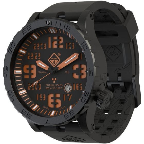 Reloj de titanio con tritio Hazard 4 Heavy Water Diver en Agent Orange y detalles en verde y amarillo