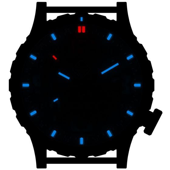 Reloj de titanio con tritio Hazard 4 Heavy Water Diver con manecilla GMT en Blacktie White y detalles en rojo y azul