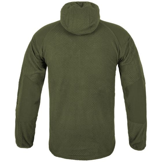 Chaqueta de estilo sudadera con capucha y forro polar de rejilla Helikon Alpha en Olive Green