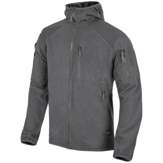 Chaqueta de estilo sudadera con capucha y forro polar de rejilla Helikon Alpha en Shadow Green