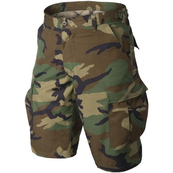 Pantalones cortos Helikon Genuine BDU de Ripstop de algodón en Woodland