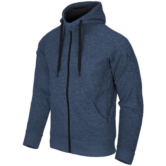 Sudadera con capucha Helikon Covert Tactical con cremallera completa jaspeada en azul