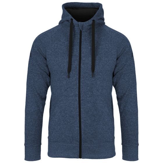 Sudadera con capucha Helikon Covert Tactical con cremallera completa jaspeada en azul