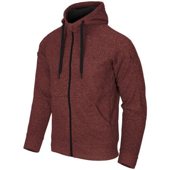 Sudadera con capucha Helikon Covert Tactical con cremallera completa jaspeada en rojo