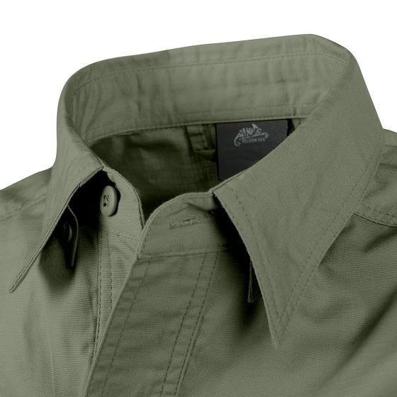 Camisa de manga corta Helikon Defender Mk2 de Ripstop de polialgodón en Olive Green