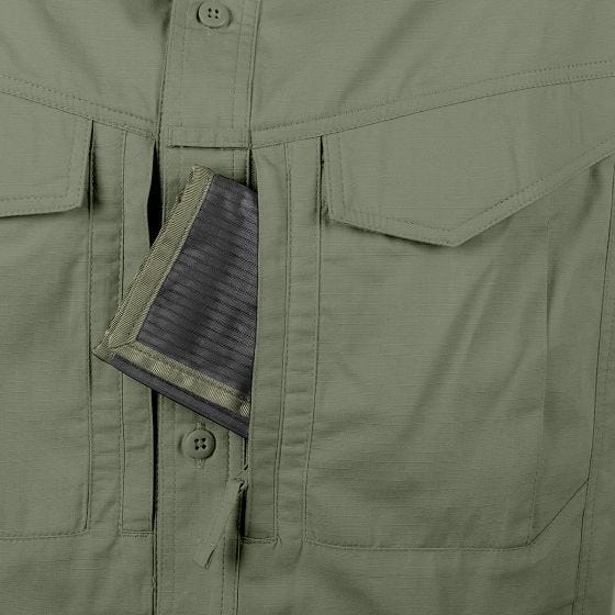 Camisa de manga corta Helikon Defender Mk2 de Ripstop de polialgodón en Olive Green