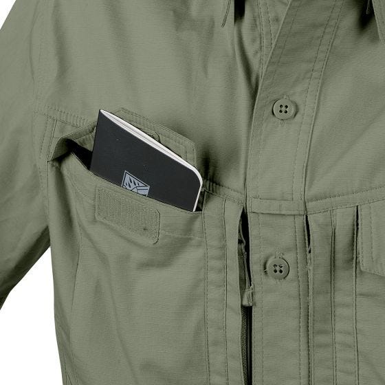 Camisa de manga corta Helikon Defender Mk2 de Ripstop de polialgodón en Olive Green