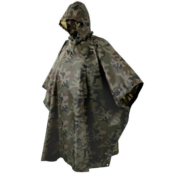 Poncho impermeable Helikon de Ripstop en Woodland polaco