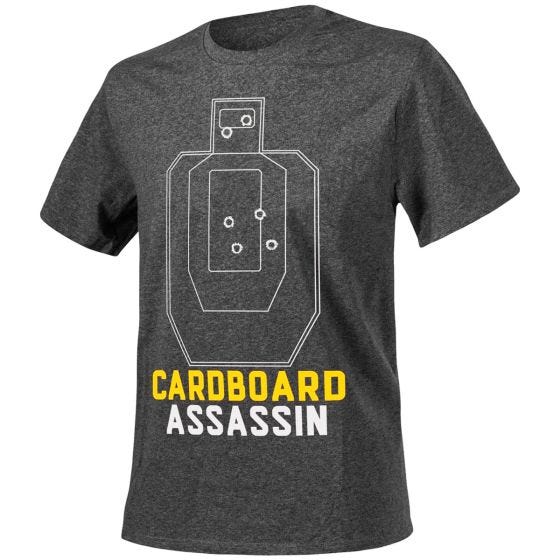 Camiseta Helikon Cardboard Assassin jaspeada en negro-gris