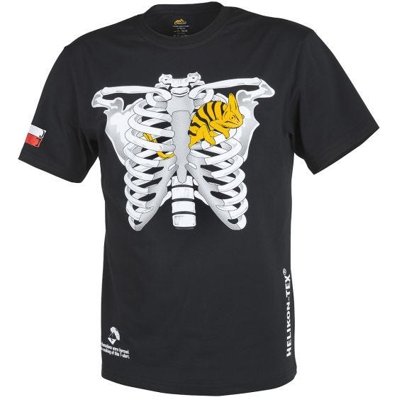 Camiseta Helikon Chameleon in Thorax with PL Flag en negro