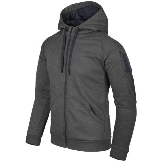 Sudadera con capucha Helikon Urban Tactical con cremallera completa jaspeada en negro-gris