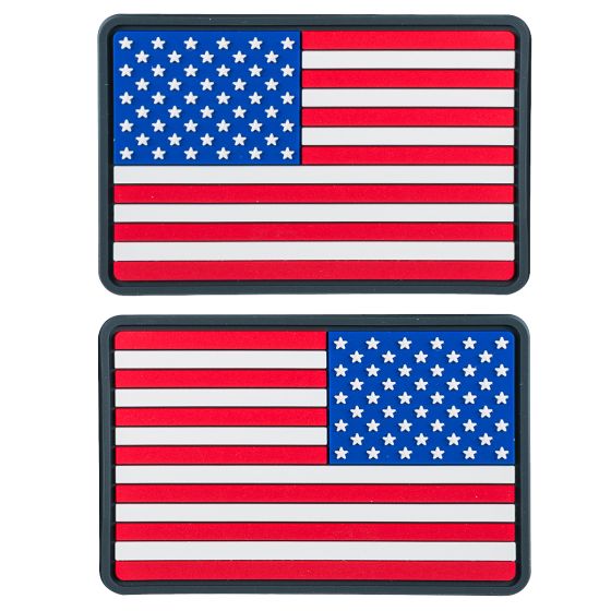 2 parches Helikon USA Flag de PVC pequeños en los colores reales de la bandera