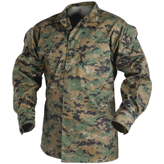 Camisa Helikon USMC de sarga de polialgodón en Digital Woodland