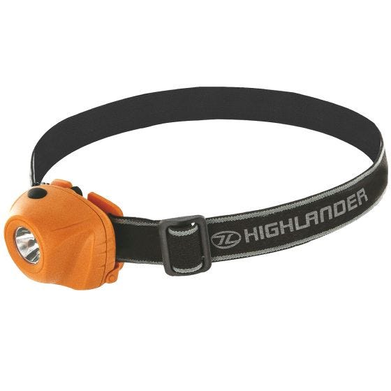 Linterna frontal Highlander Beam con luz LED de 1 W en naranja / negro