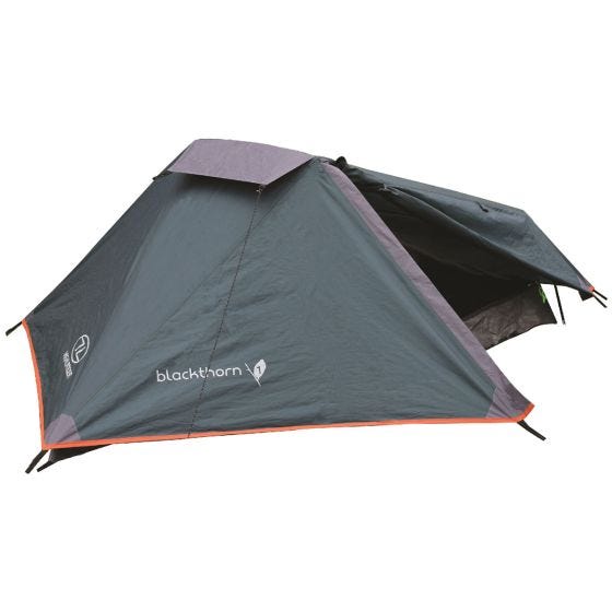 Tienda de campaña Highlander Blackthorn 1 exterior en verde y costuras en naranja