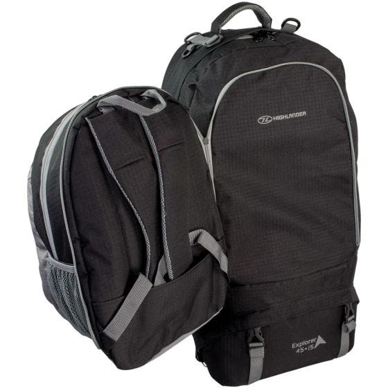 Mochila de marcha Highlander X-Plorer de 45 + 15 l en negro