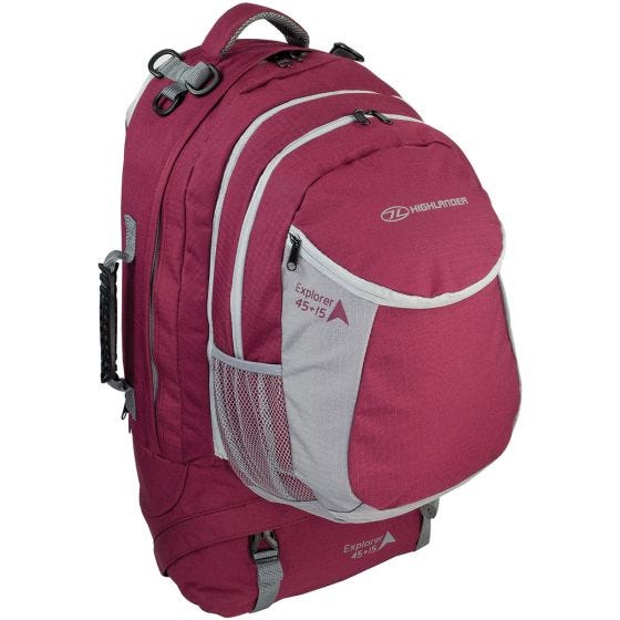 Mochila de marcha Highlander X-Plorer de 45 + 15 l en frambuesa