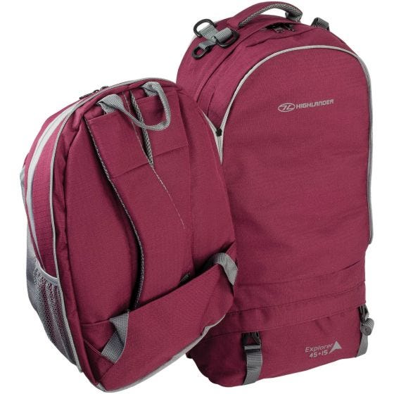 Mochila de marcha Highlander X-Plorer de 45 + 15 l en frambuesa