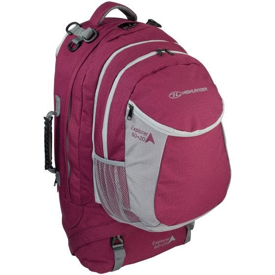 Mochila de marcha Highlander X-Plorer de 60 + 20 l en frambuesa