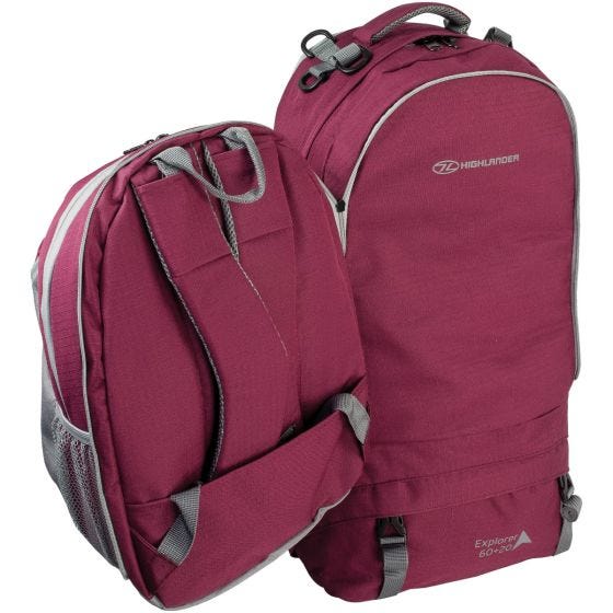 Mochila de marcha Highlander X-Plorer de 60 + 20 l en frambuesa