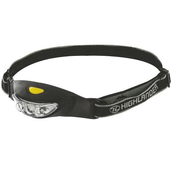 Linterna frontal Highlander Ray de 3 luces LED en negro