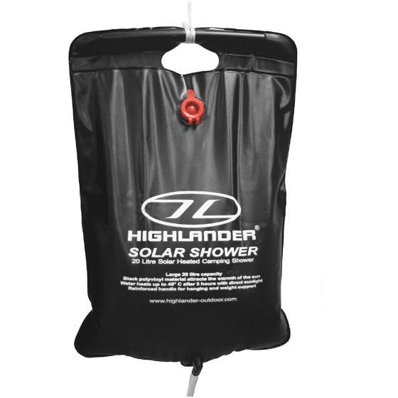 Ducha solar Highlander de 20 l en negro
