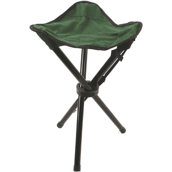 Silla trípode Highlander de acero en verde