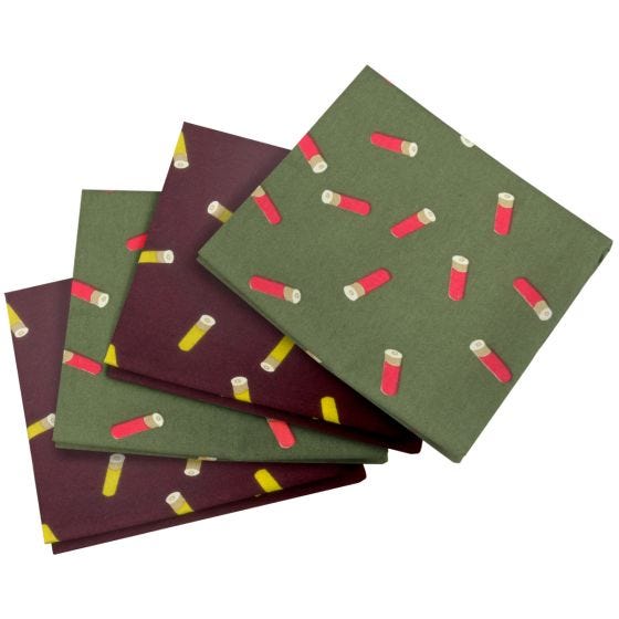 Pack de 4 pañuelos de bolsillo Jack Pyke con diseño de cartuchos en Wine / verde