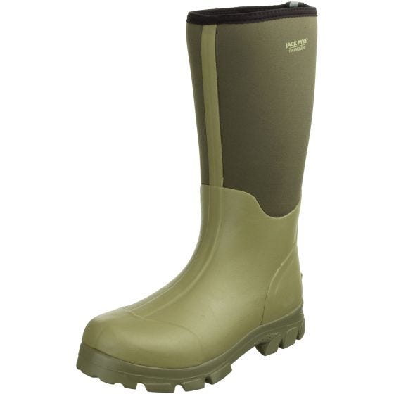 Botas Wellington reforzadas de neopreno Jack Pyke Ashcombe en verde oliva claro / verde