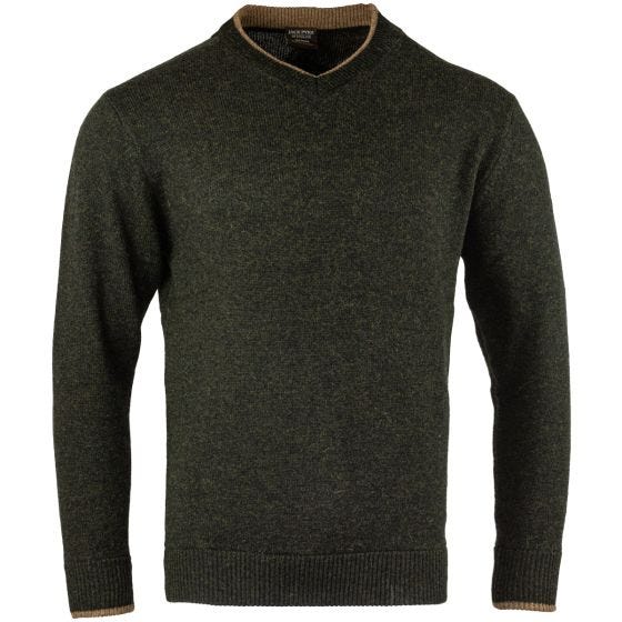 Suéter con cuello de pico Jack Pyke Ashcombe en verde oliva oscuro