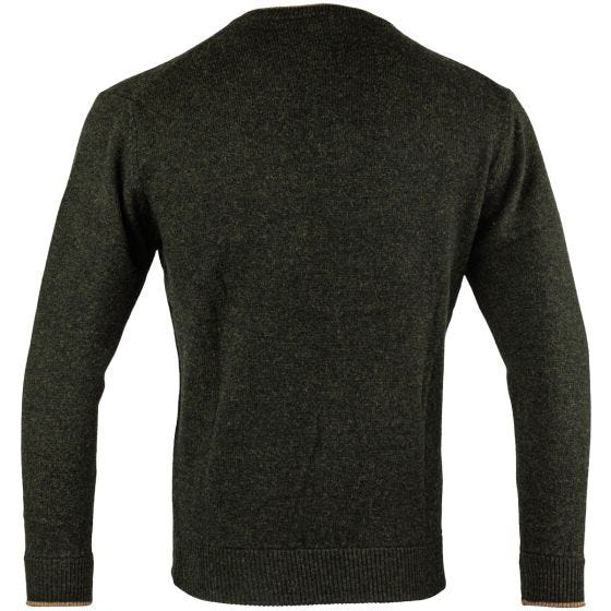 Suéter con cuello de pico Jack Pyke Ashcombe en verde oliva oscuro