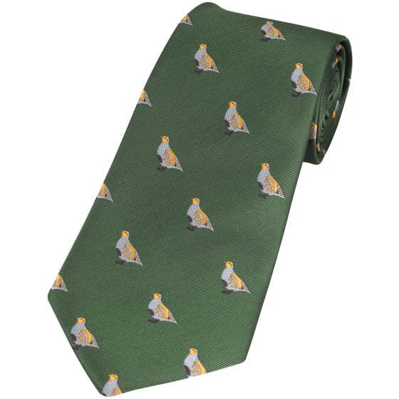 Corbata Jack Pyke con diseño de perdices en verde