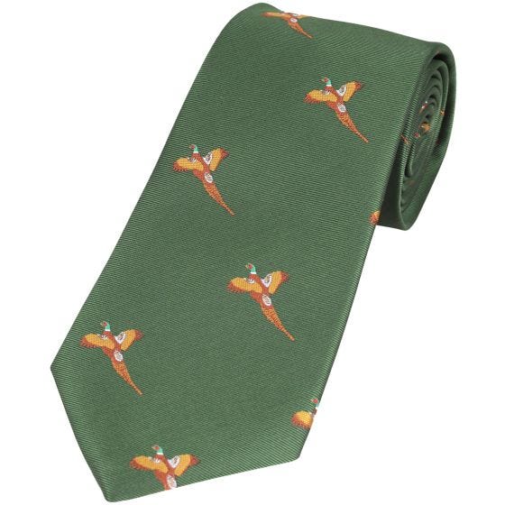 Corbata Jack Pyke con diseño de faisanes en verde