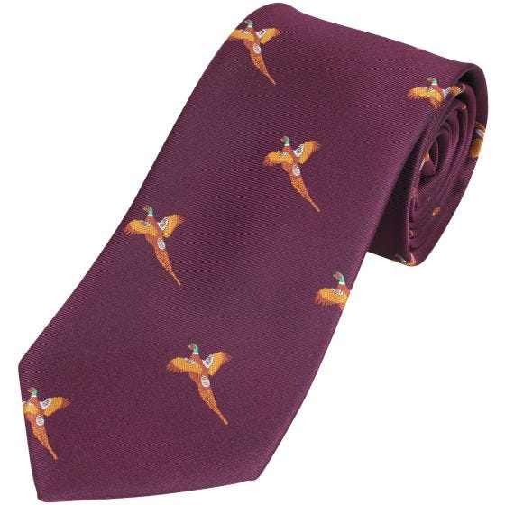 Corbata Jack Pyke con diseño de faisanes en Wine