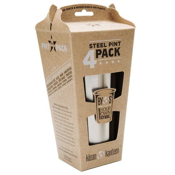 Pack de 4 vasos de pinta Klean Kanteen de 473 ml de acero en Brushed Stainless