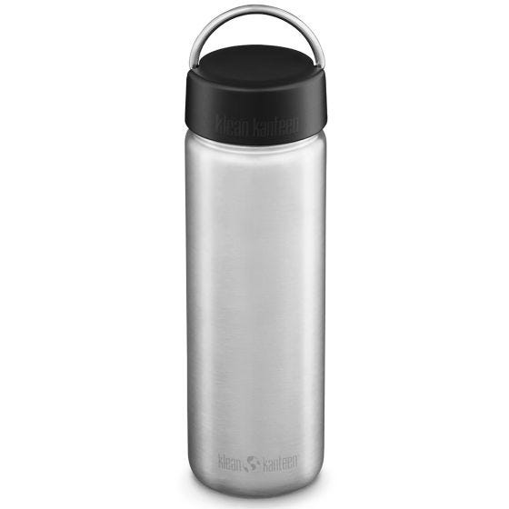Botella Klean Kanteen Wide Mouth con tapón con agujero de 800 ml en Brushed Stainless