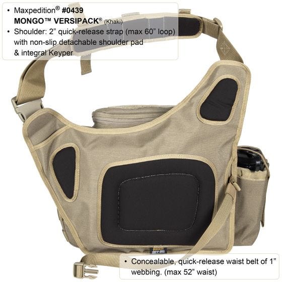 Bolsa bandolera Maxpedition Mongo Versipack en caqui